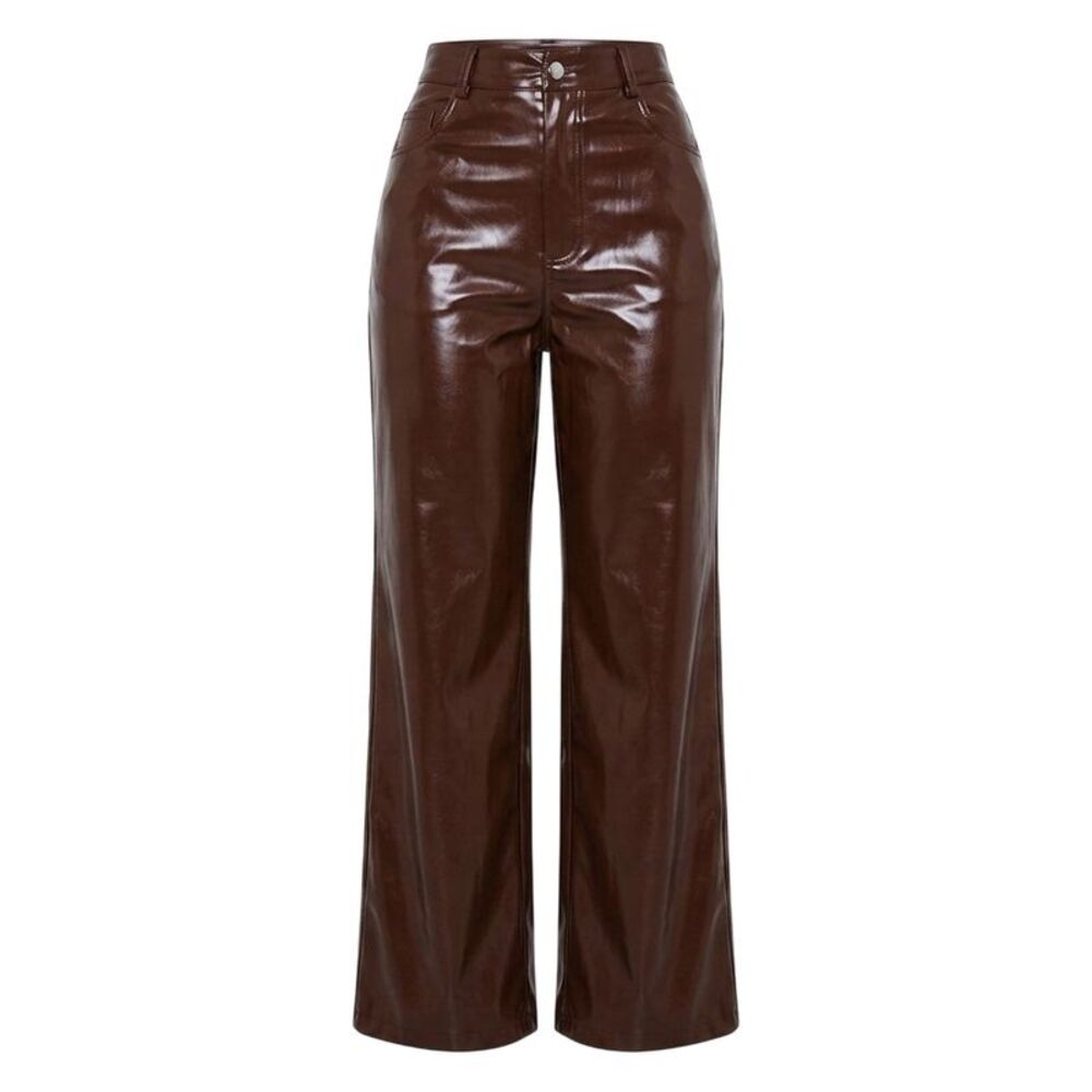 Missy Empire Womens/Ladies Faux Leather Wide Leg Pants / Brown